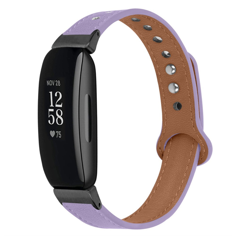 Fantastisk Fitbit Inspire 2 / Fitbit Ace 2 Ægte læder Urrem - Lilla#serie_6