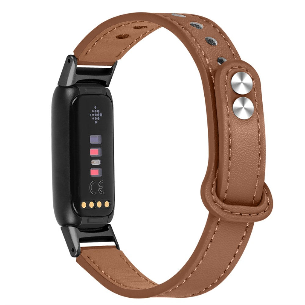 Vildt skøn Fitbit Luxe Ægte læder Rem - Brun#serie_11