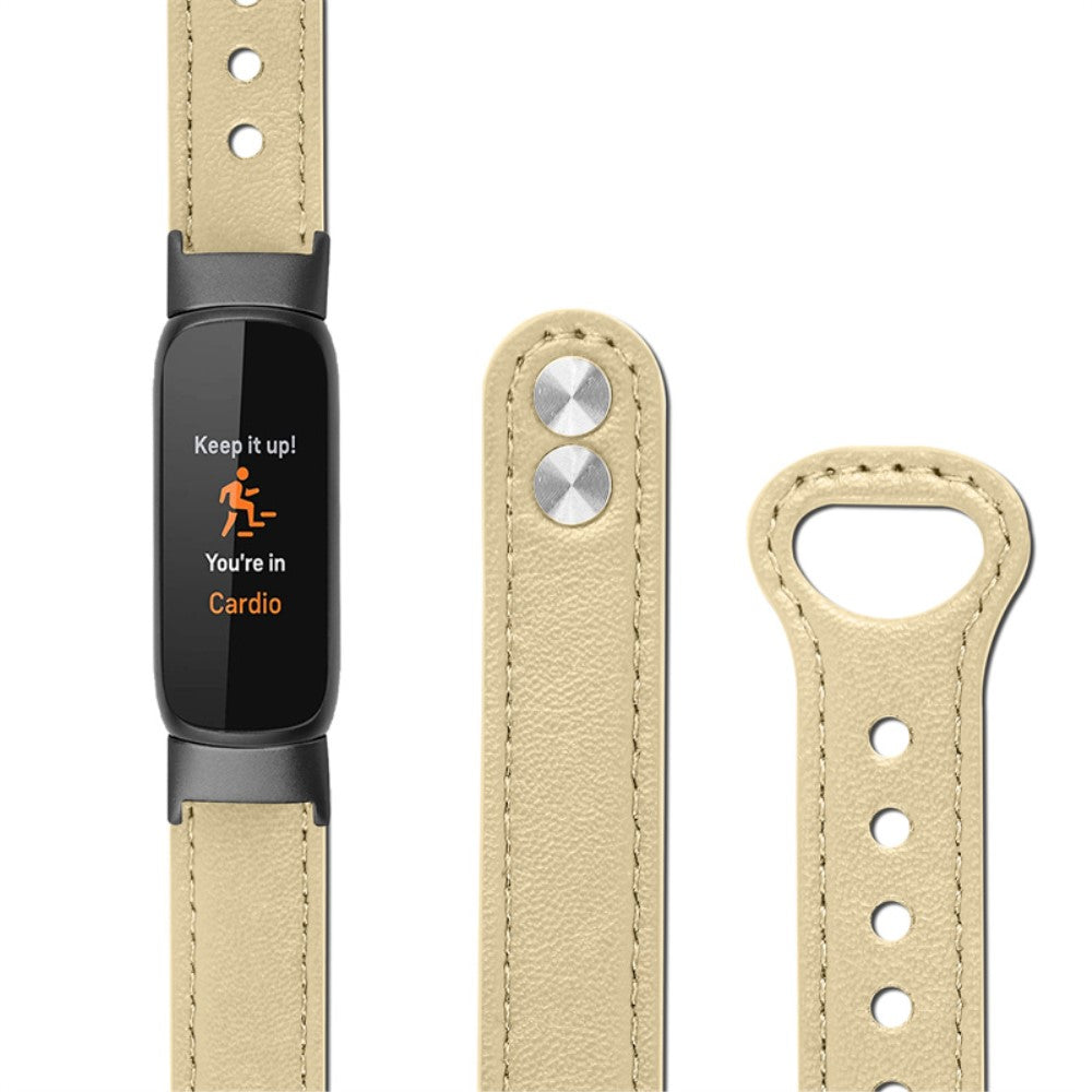 Rigtigt fint Fitbit Luxe Ægte læder Urrem - Beige#serie_5
