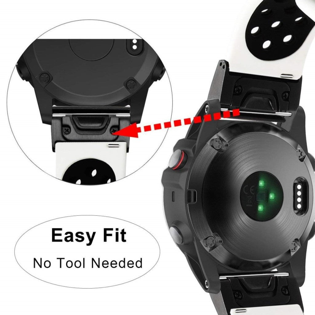 Rigtigt fint Universal Garmin Silikone Rem - Hvid#serie_2