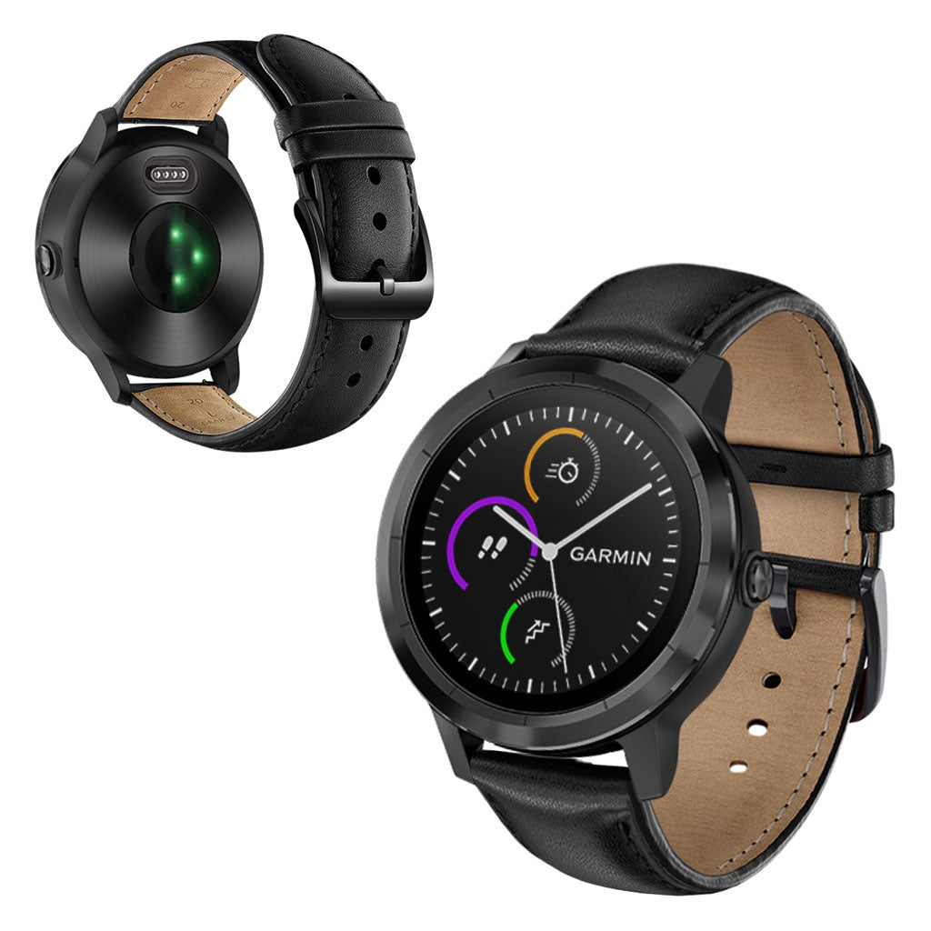 Fed Garmin Vivoactive 3 / Garmin Vivomove HR Γgte lΓ¦der Rem - Sort#serie_1