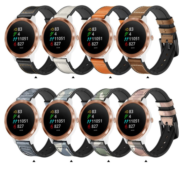 Fed Garmin Vivoactive 3 / Garmin Vivomove HR Ægte læder Rem - Sort#serie_1