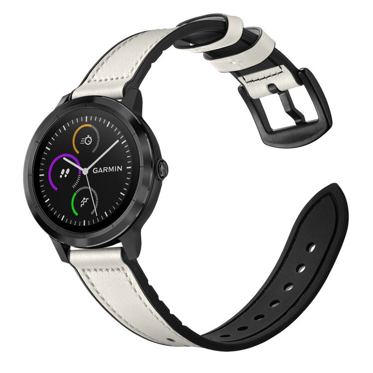 Fed Garmin Vivoactive 3 / Garmin Vivomove HR Ægte læder Rem - Hvid#serie_2