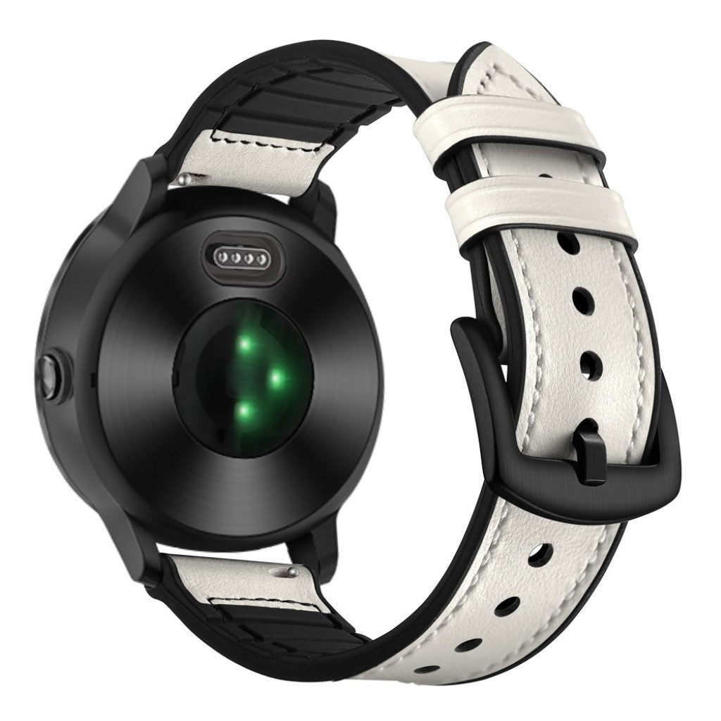 Fed Garmin Vivoactive 3 / Garmin Vivomove HR Ægte læder Rem - Hvid#serie_2