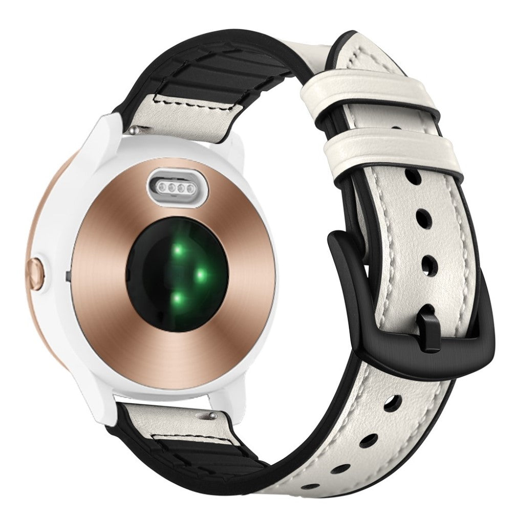 Fed Garmin Vivoactive 3 / Garmin Vivomove HR Ægte læder Rem - Hvid#serie_2