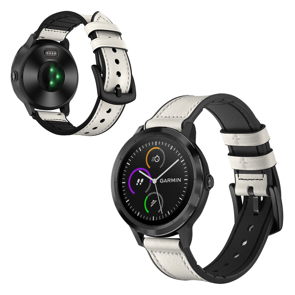 Fed Garmin Vivoactive 3 / Garmin Vivomove HR Ægte læder Rem - Hvid#serie_2