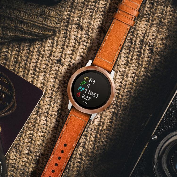 Fed Garmin Vivoactive 3 / Garmin Vivomove HR Ægte læder Rem - Brun#serie_3