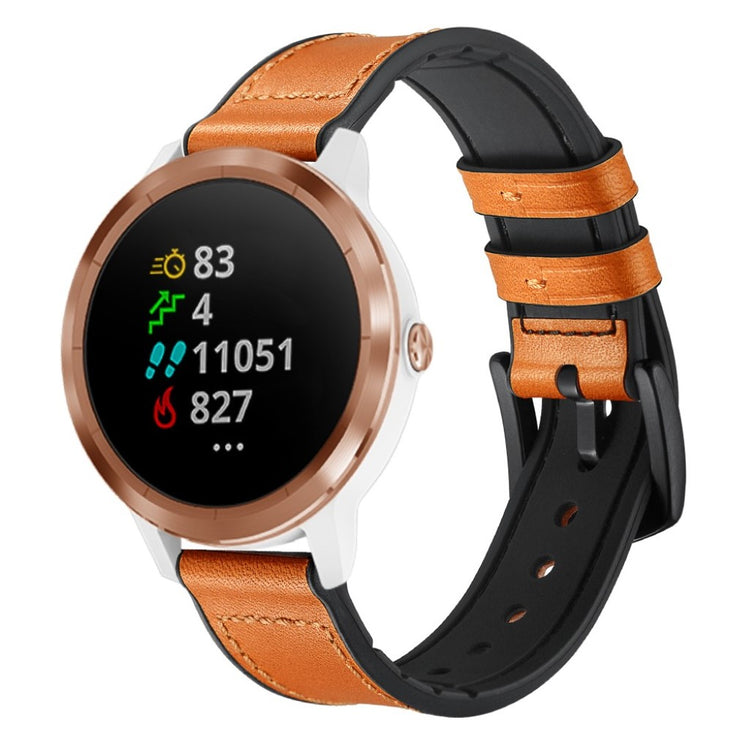 Fed Garmin Vivoactive 3 / Garmin Vivomove HR Ægte læder Rem - Brun#serie_3