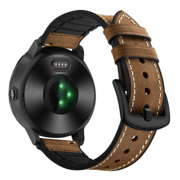 Fed Garmin Vivoactive 3 / Garmin Vivomove HR Ægte læder Rem - Brun#serie_4