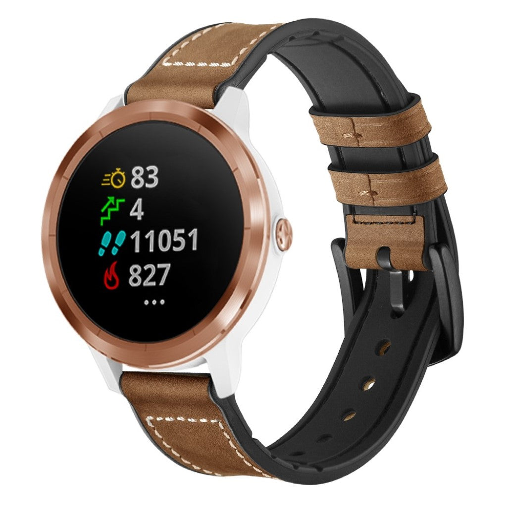 Fed Garmin Vivoactive 3 / Garmin Vivomove HR Ægte læder Rem - Brun#serie_4