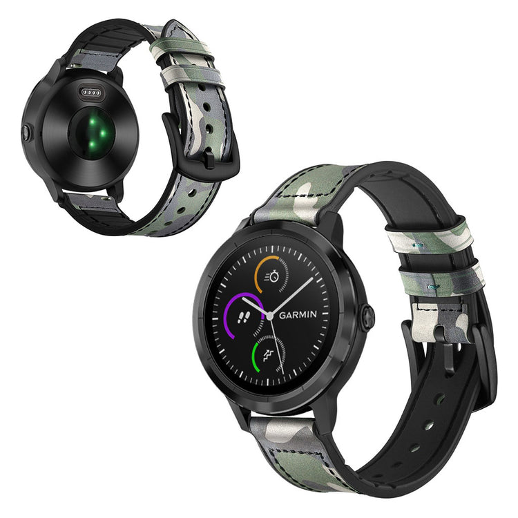 Fed Garmin Vivoactive 3 / Garmin Vivomove HR Ægte læder Rem - Grøn#serie_8