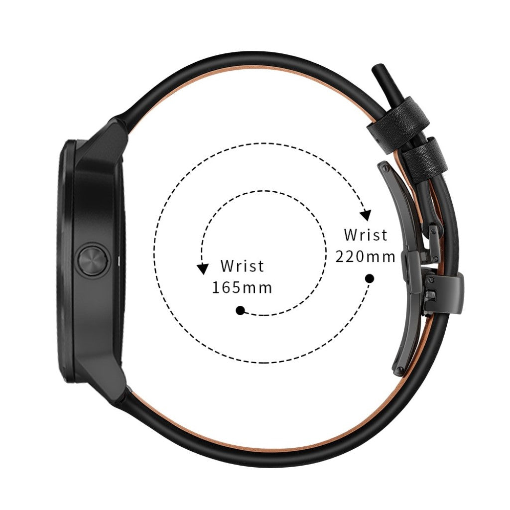 Fed Garmin Vivoactive 3 / Garmin Vivomove HR Ægte læder Rem - Sort#serie_1