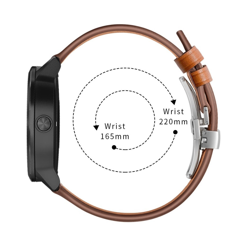 Fed Garmin Vivoactive 3 / Garmin Vivomove HR Ægte læder Rem - Brun#serie_10