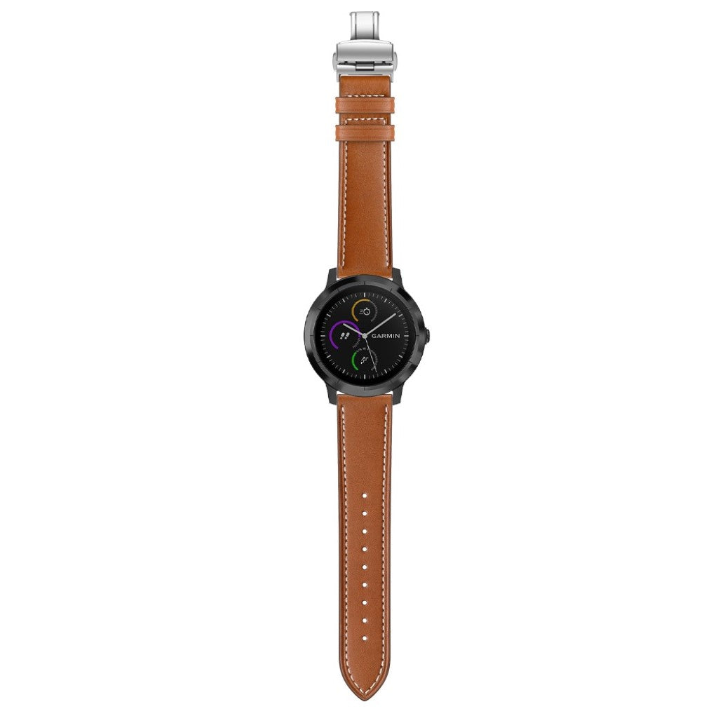 Fed Garmin Vivoactive 3 / Garmin Vivomove HR Ægte læder Rem - Brun#serie_10