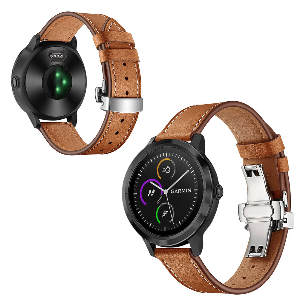 Fed Garmin Vivoactive 3 / Garmin Vivomove HR Ægte læder Rem - Brun#serie_10
