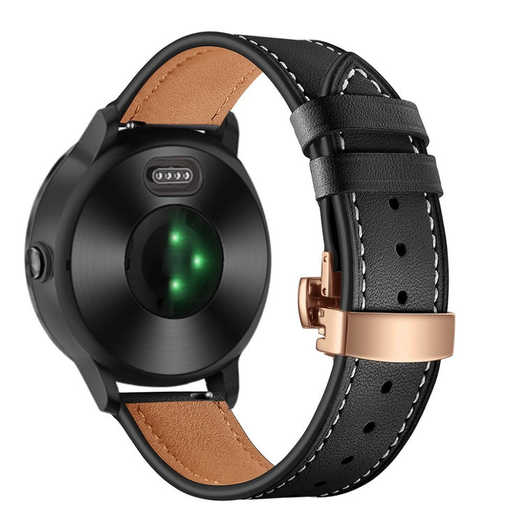 Fed Garmin Vivoactive 3 / Garmin Vivomove HR Ægte læder Rem - Sort#serie_11