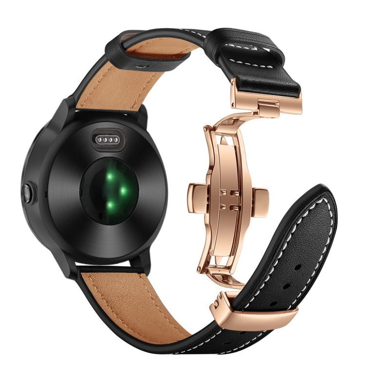 Fed Garmin Vivoactive 3 / Garmin Vivomove HR Ægte læder Rem - Sort#serie_11