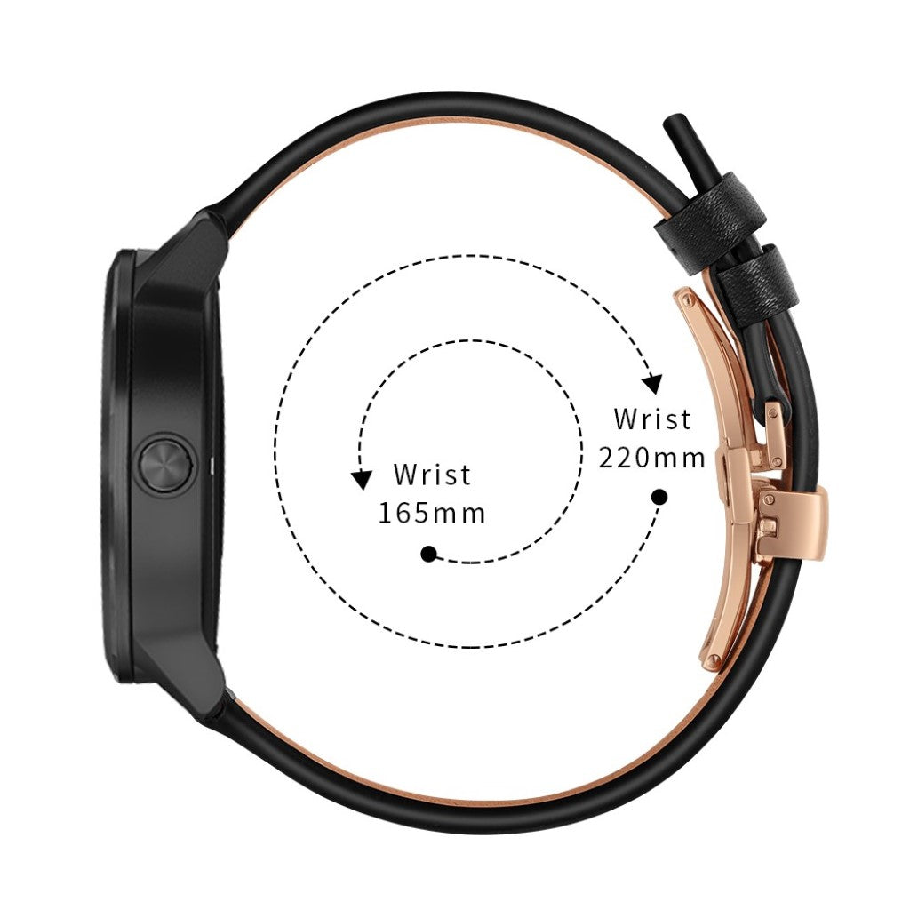 Fed Garmin Vivoactive 3 / Garmin Vivomove HR Ægte læder Rem - Sort#serie_11