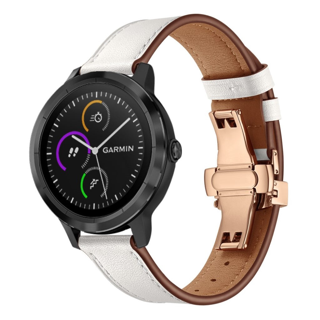 Fed Garmin Vivoactive 3 / Garmin Vivomove HR Ægte læder Rem - Hvid#serie_12