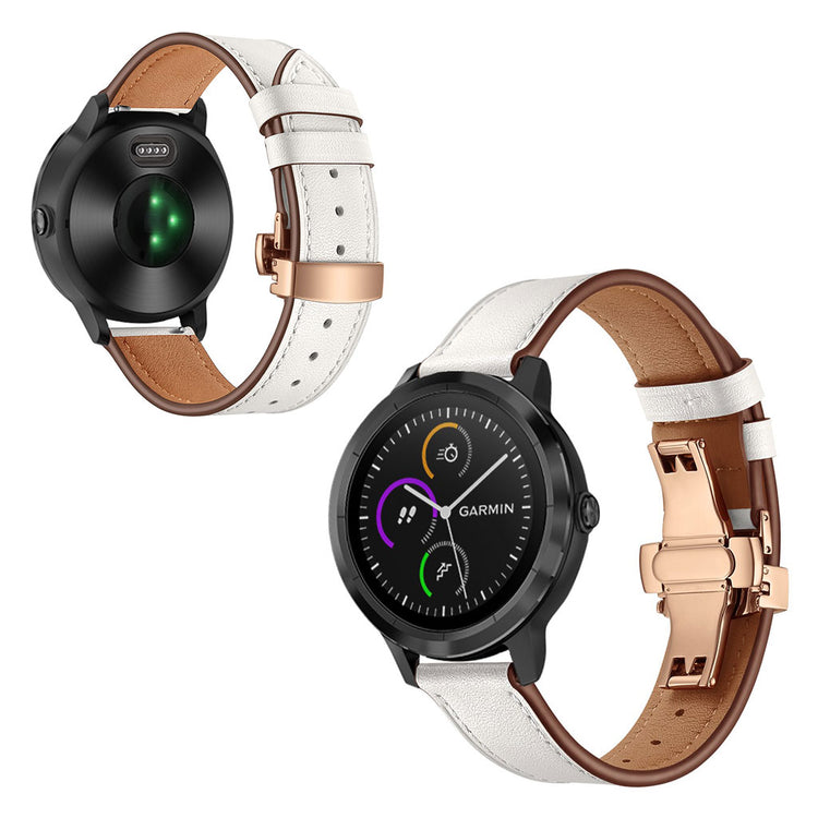 Fed Garmin Vivoactive 3 / Garmin Vivomove HR Ægte læder Rem - Hvid#serie_12