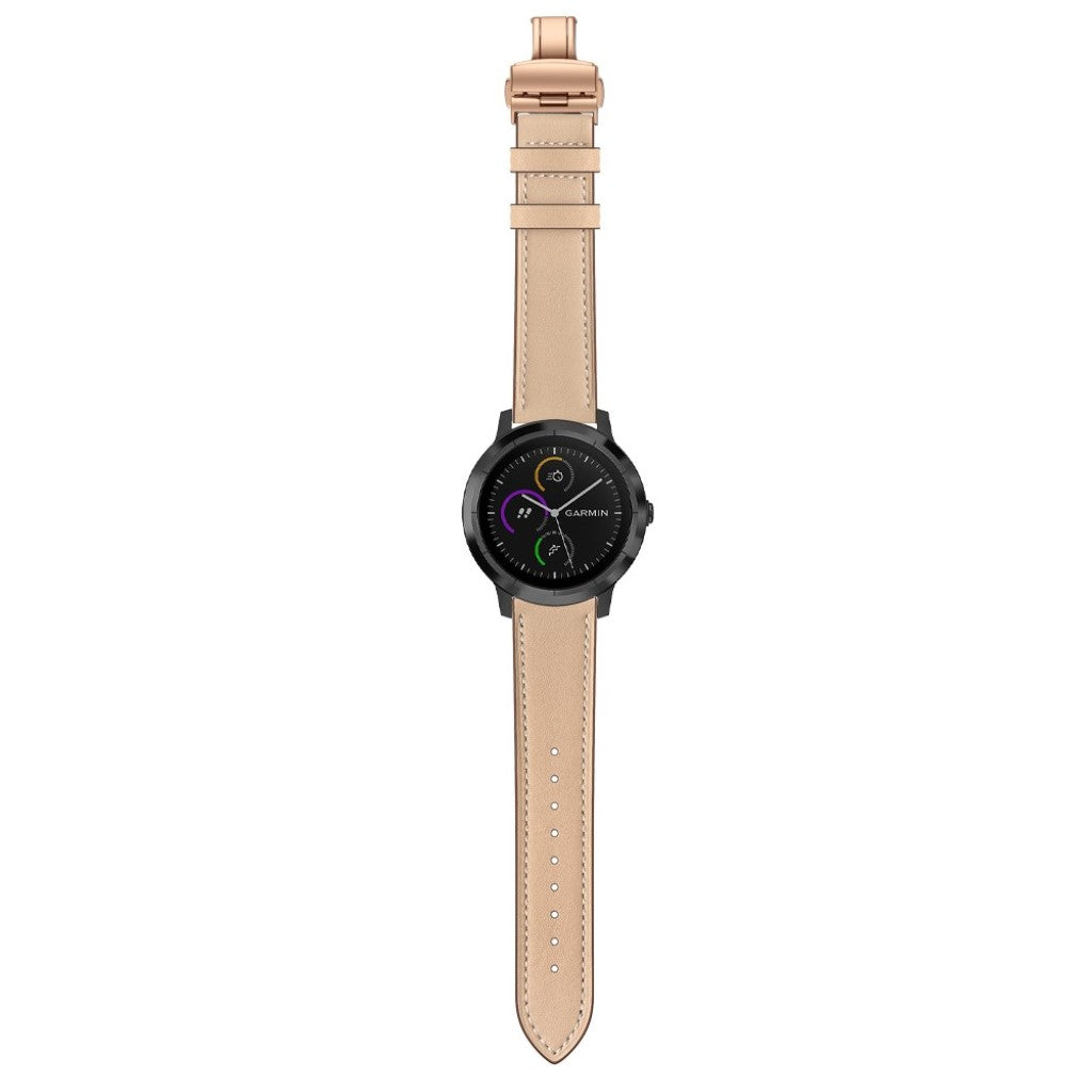 Fed Garmin Vivoactive 3 / Garmin Vivomove HR Ægte læder Rem - Brun#serie_14
