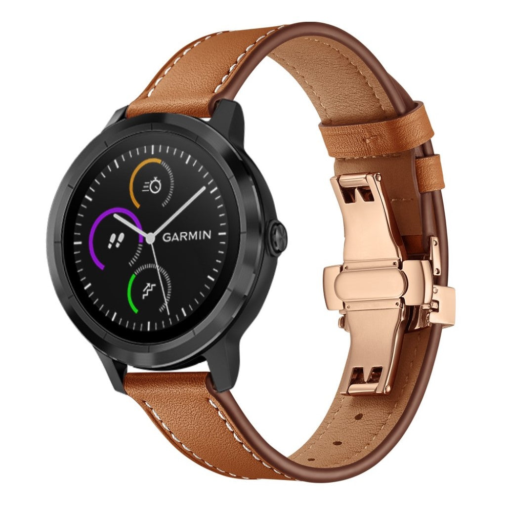 Fed Garmin Vivoactive 3 / Garmin Vivomove HR Ægte læder Rem - Brun#serie_15