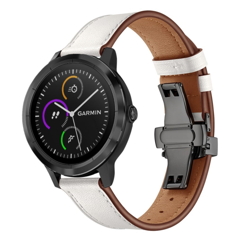 Fed Garmin Vivoactive 3 / Garmin Vivomove HR Ægte læder Rem - Hvid#serie_2