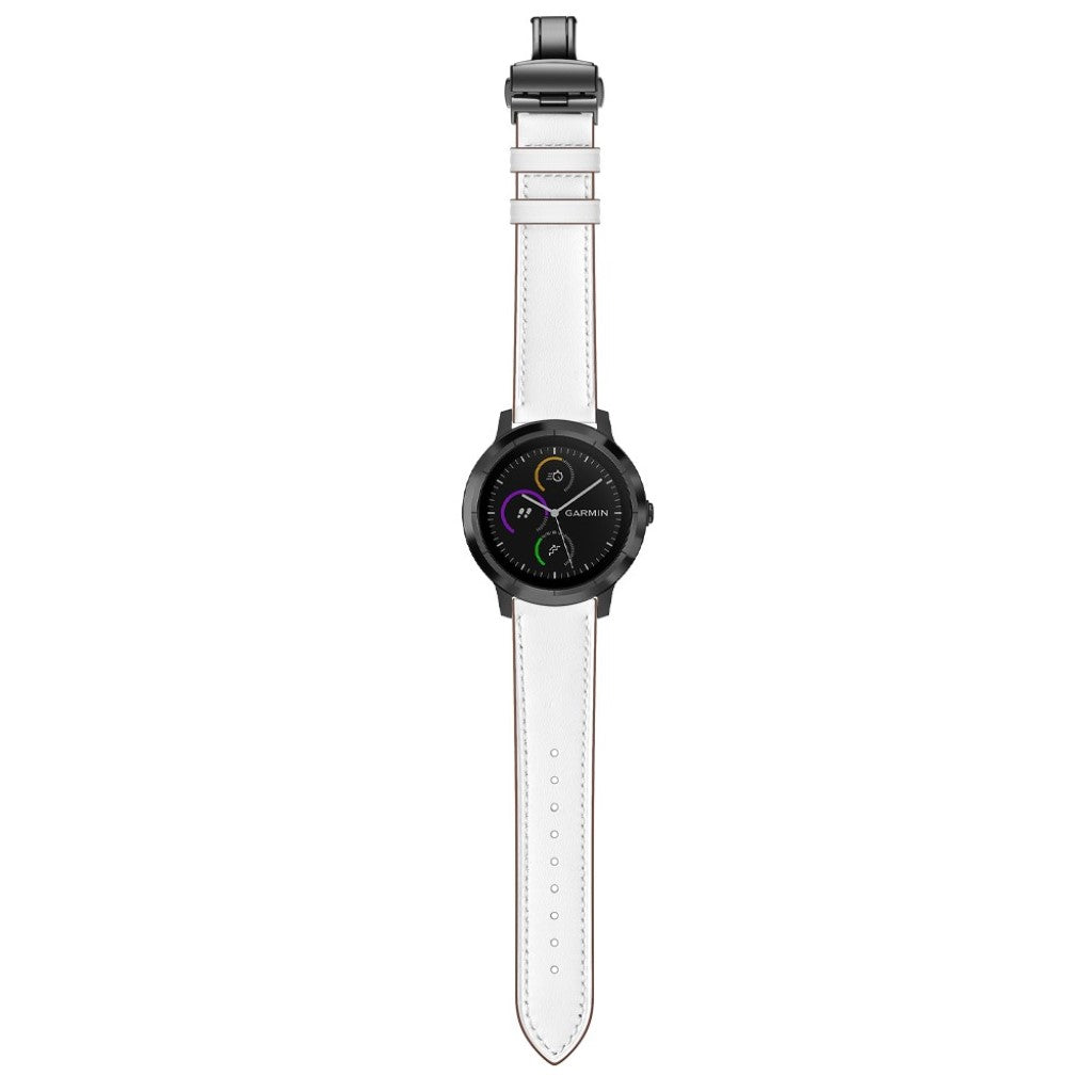 Fed Garmin Vivoactive 3 / Garmin Vivomove HR Ægte læder Rem - Hvid#serie_2