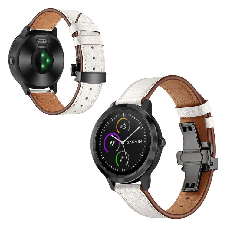 Fed Garmin Vivoactive 3 / Garmin Vivomove HR Ægte læder Rem - Hvid#serie_2