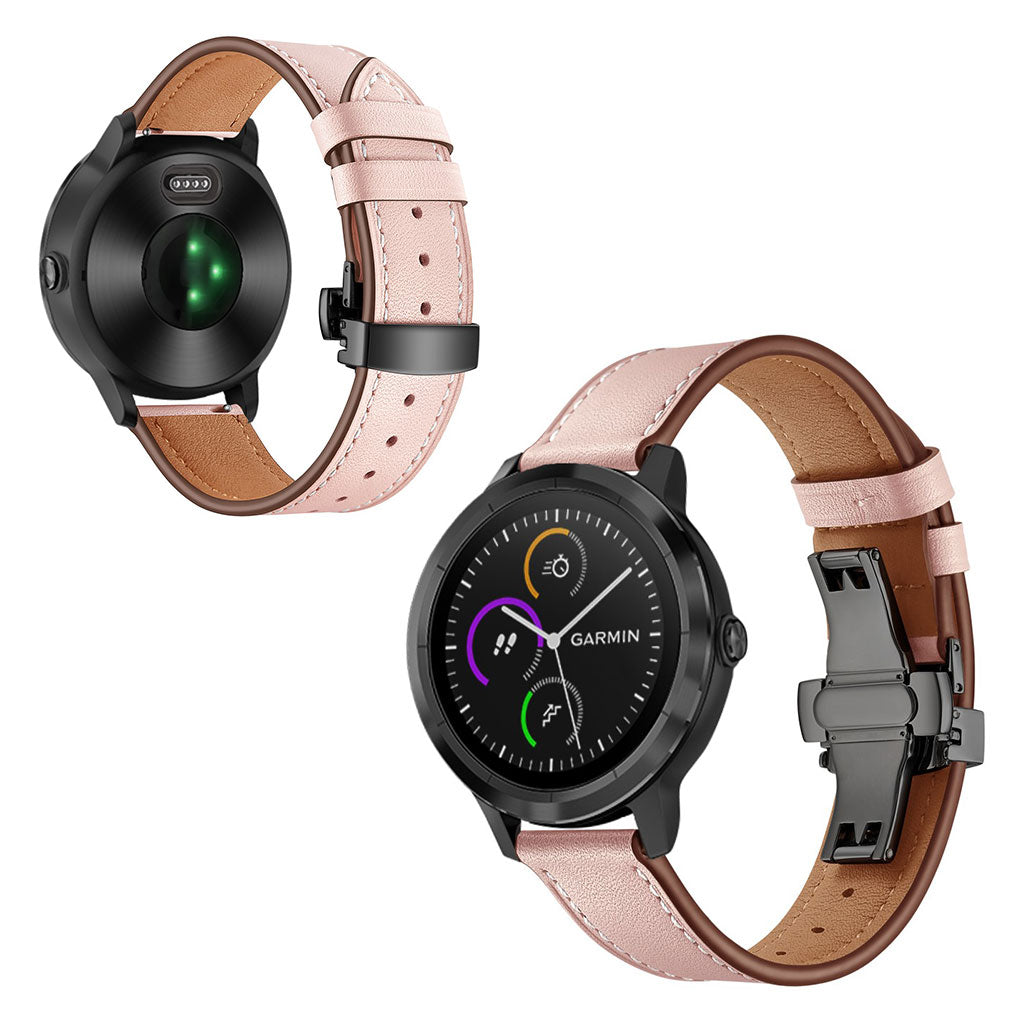 Fed Garmin Vivoactive 3 / Garmin Vivomove HR Ægte læder Rem - Pink#serie_3