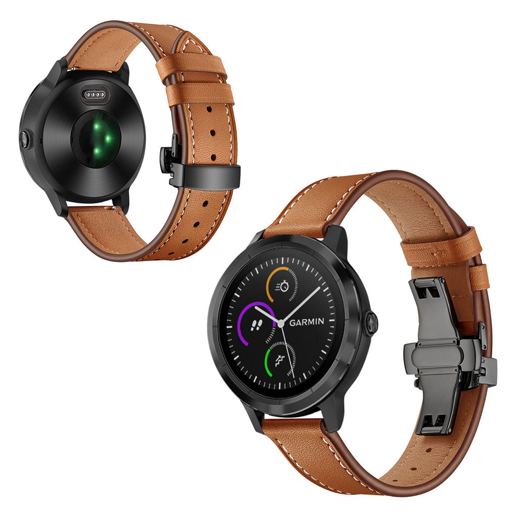 Fed Garmin Vivoactive 3 / Garmin Vivomove HR Ægte læder Rem - Brun#serie_5