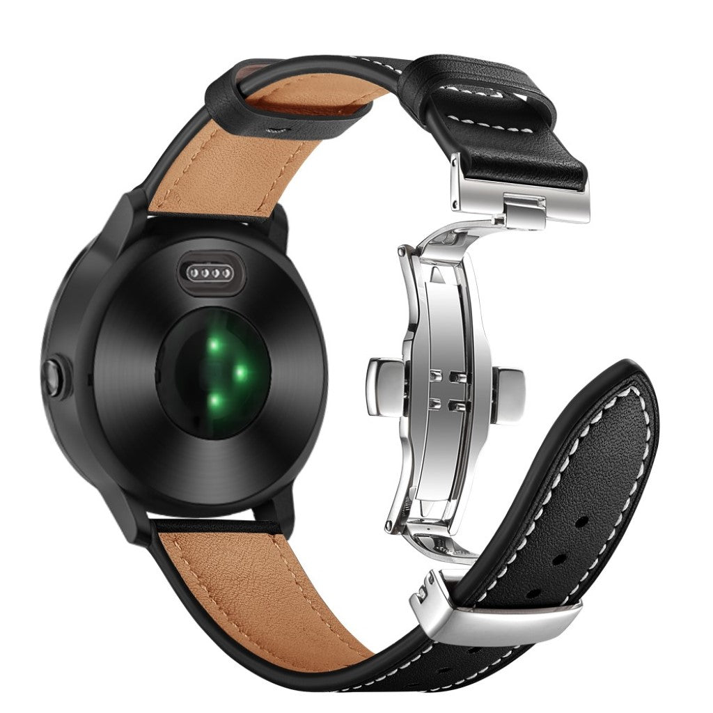 Fed Garmin Vivoactive 3 / Garmin Vivomove HR Ægte læder Rem - Sort#serie_6