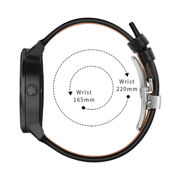 Fed Garmin Vivoactive 3 / Garmin Vivomove HR Ægte læder Rem - Sort#serie_6