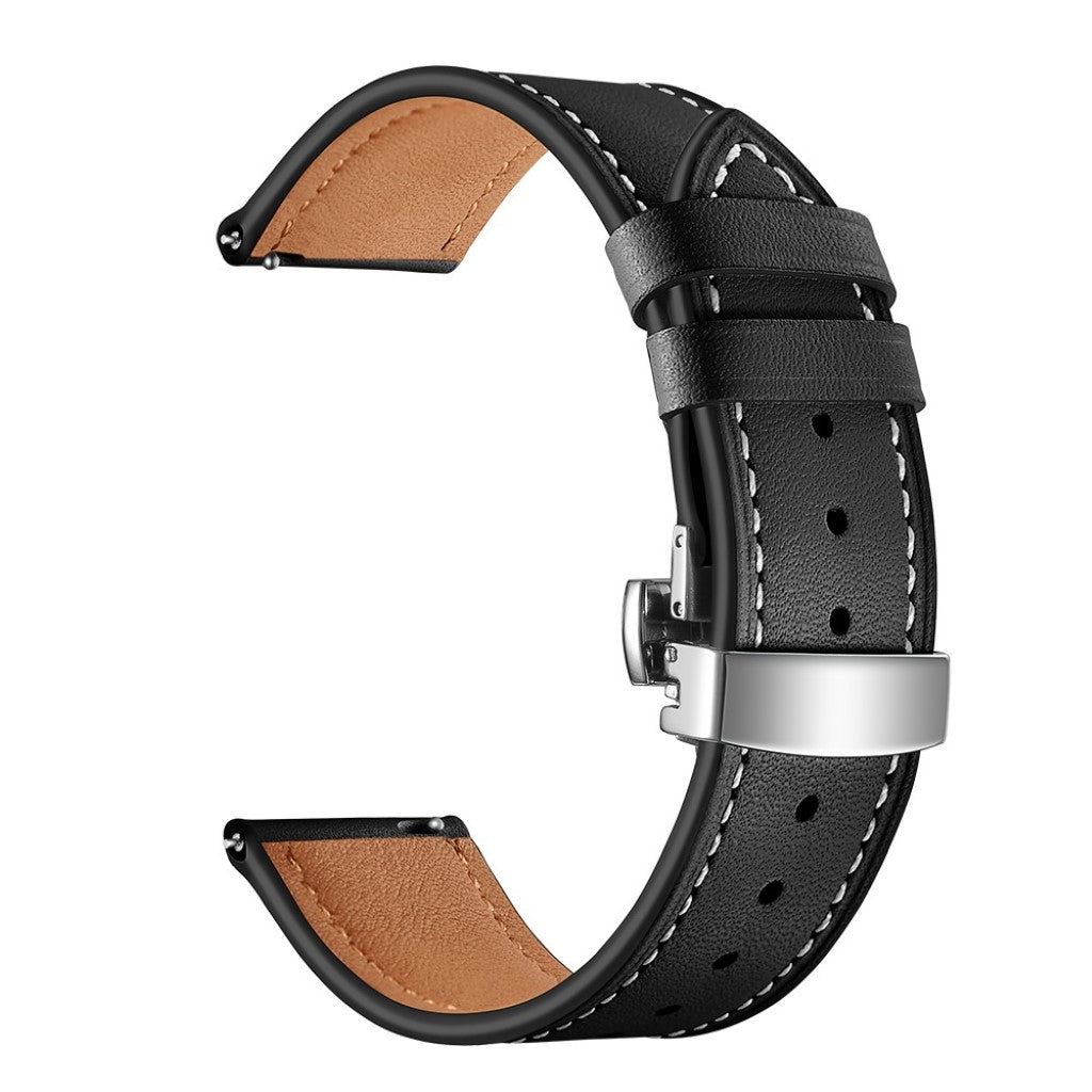 Fed Garmin Vivoactive 3 / Garmin Vivomove HR Ægte læder Rem - Sort#serie_6