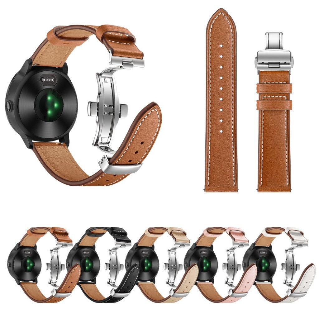 Fed Garmin Vivoactive 3 / Garmin Vivomove HR Ægte læder Rem - Sort#serie_6