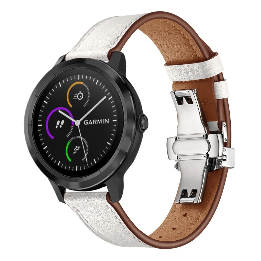 Fed Garmin Vivoactive 3 / Garmin Vivomove HR Ægte læder Rem - Hvid#serie_7