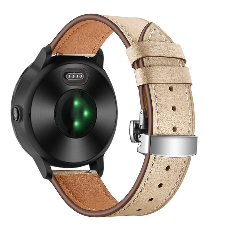 Fed Garmin Vivoactive 3 / Garmin Vivomove HR Ægte læder Rem - Beige#serie_9