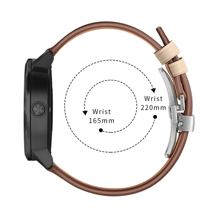 Fed Garmin Vivoactive 3 / Garmin Vivomove HR Ægte læder Rem - Beige#serie_9
