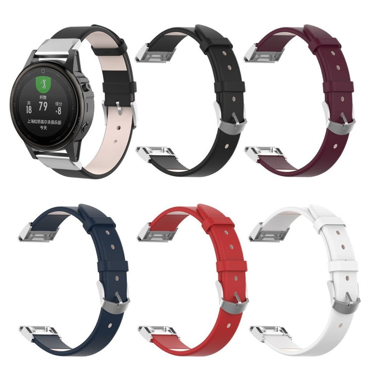 Tidsløst Garmin Fenix 6S / Garmin Fenix 5S Ægte læder Rem - Sort#serie_1