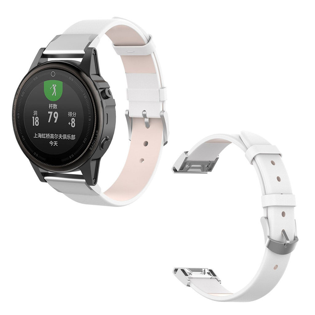 Tidsløst Garmin Fenix 6S / Garmin Fenix 5S Ægte læder Rem - Hvid#serie_2