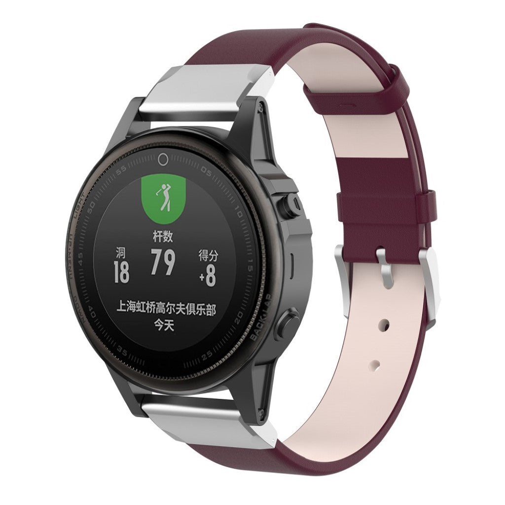 Tidsløst Garmin Fenix 6S / Garmin Fenix 5S Ægte læder Rem - Lilla#serie_5