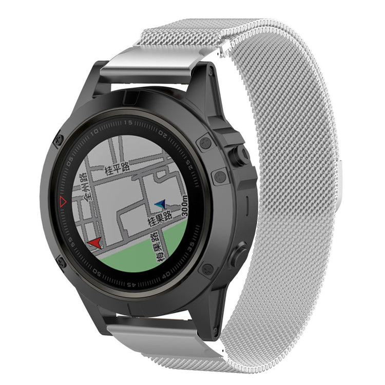 Stilfuld Garmin Fenix 5X / Garmin Tactix Charlie Metal Rem - Sølv#serie_3