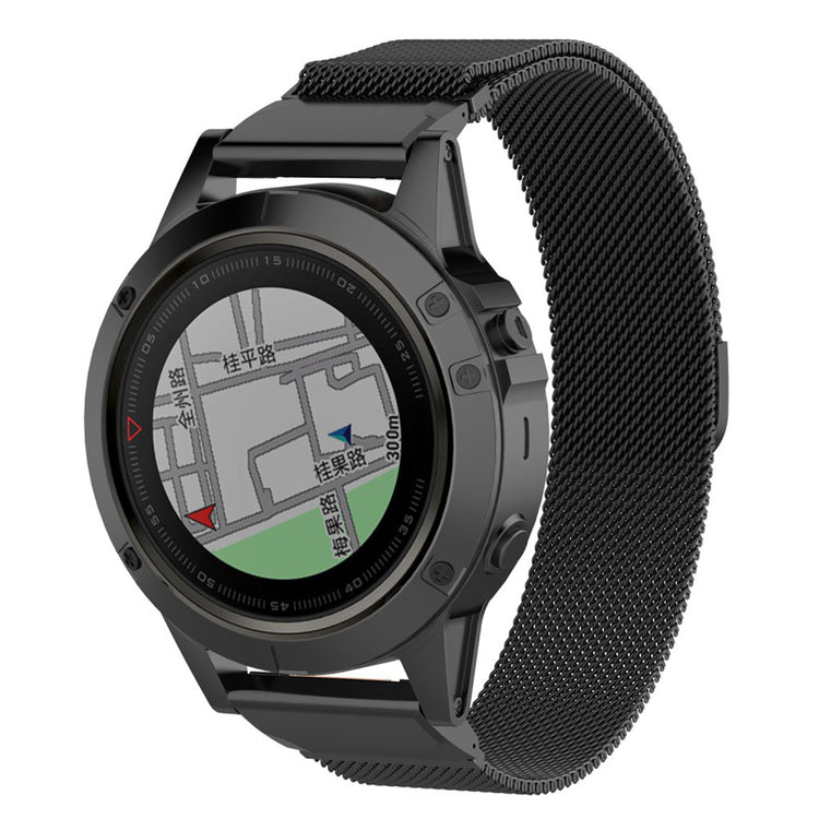 Stilfuld Garmin Fenix 5X / Garmin Tactix Charlie Metal Rem - Sort#serie_4