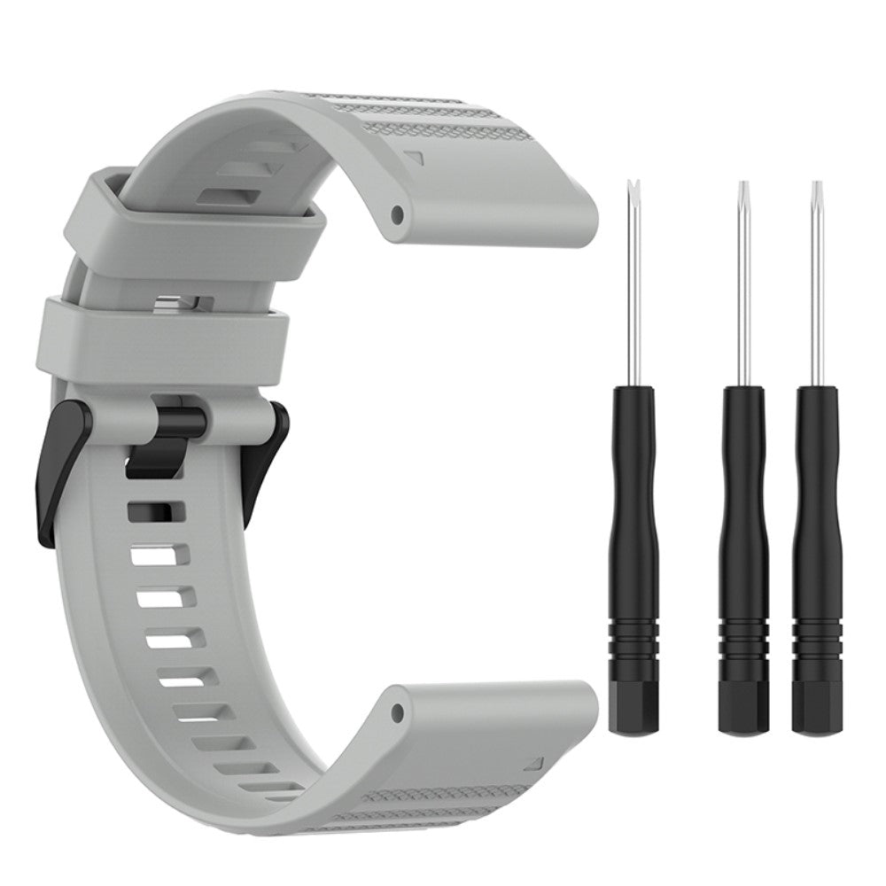 Rigtigt smuk Universal Garmin Silikone Urrem - Sølv#serie_6