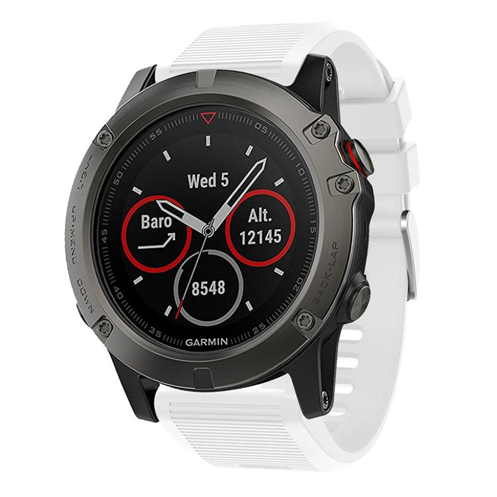 TidslΓΈst Garmin Fenix 5X Plus Silikone Rem - Hvid#serie_1