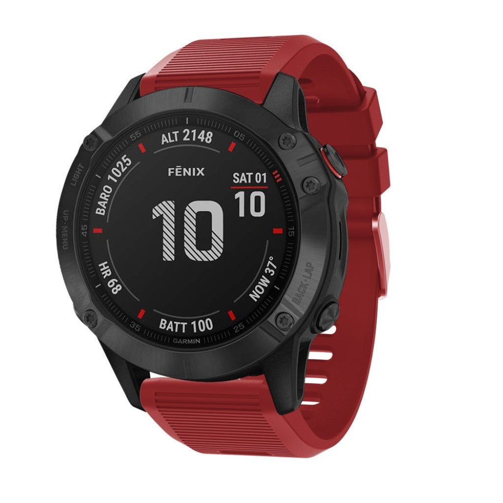 Sejt Garmin Fenix 6X Silikone Rem - Rød#serie_4