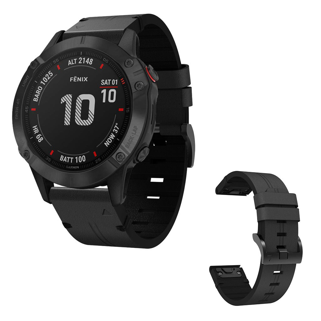 Helt vildt komfortabel Garmin Fenix 6X Γgte lΓ¦der Rem - Sort#serie_1
