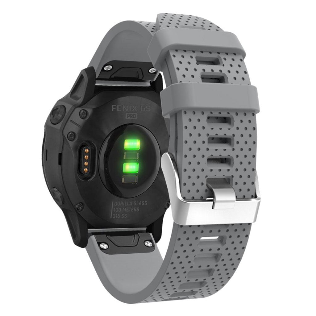 Helt vildt nydelig Garmin Fenix 6S Silikone Rem - Sølv#serie_3