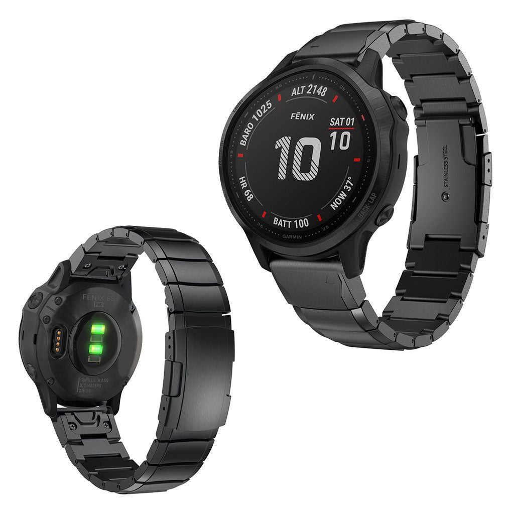 Skøn Garmin Fenix 6S Metal Rem - Sort#serie_1