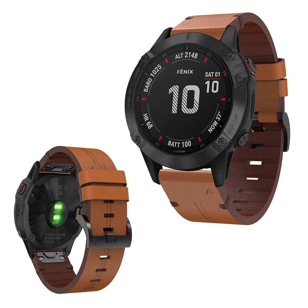 Flot Garmin Fenix 6 Γgte lΓ¦der Rem - Brun#serie_2